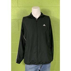 Men's Adidas Windbreaker/Jacket Black White Size M Full Zip Lightweight GUC